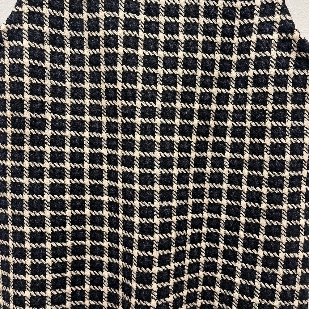 Women's 100%wool Theory Checked sleeveless sweater Vest Navy Soft Luster,Size S. - Picture 2 of 7